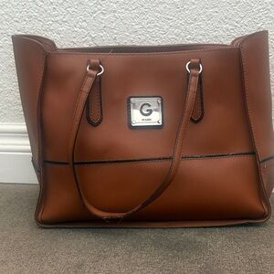 G by Guess Tan Tote Bag with Silver Accents